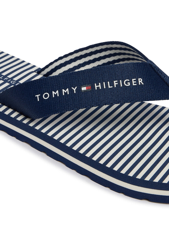 Tommy Hilfiger Zehentrenner Tommy Hilfiger Th Ithaca Stripe Summer Sandal FW0FW09192 Dunkelblau