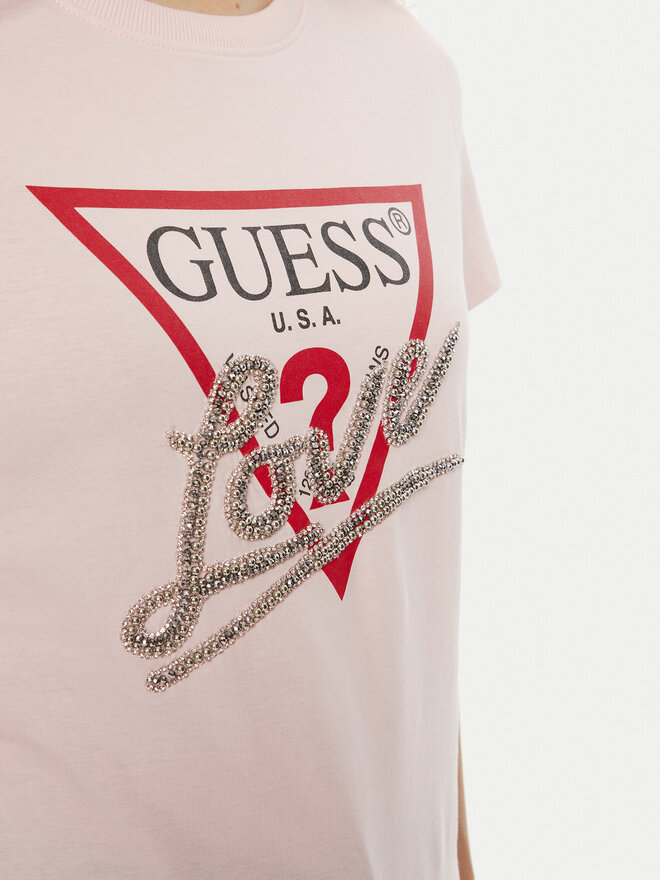 Guess Guess Marškinėliai W5RI10 I3Z14 Rožinė Regular Fit