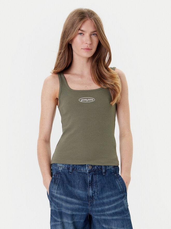 Guess Jeans Guess Jeans Felső W5YP35 KA0H1 Khaki Regular Fit