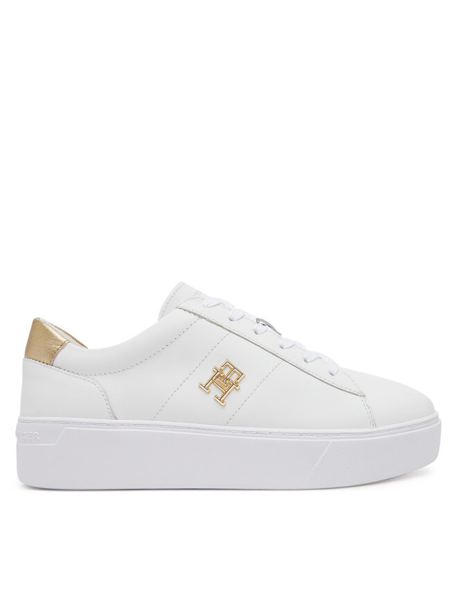 Tommy Hilfiger Sneakersy Tommy Hilfiger Platform Court Sneaker Metallics FW0FW08648 Biela