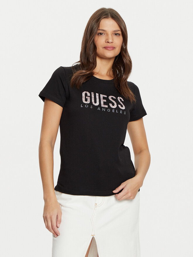 Guess Guess Marškinėliai W5RI19 I3Z14 Juoda Regular Fit