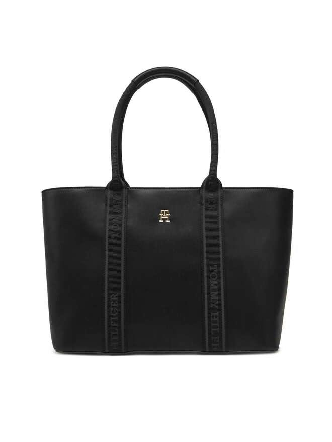 Tommy Hilfiger Kabelka Tommy Hilfiger Th Logotape Tote AW0AW17198 Čierna