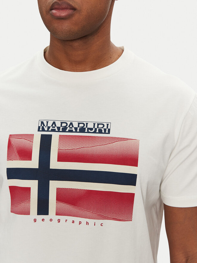 Napapijri Napapijri Marškinėliai S-Lari NP0A4IE52061 Balta Regular Fit