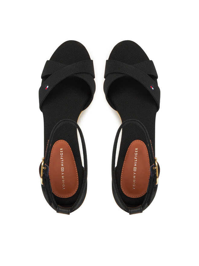 Tommy Hilfiger Espadrilles Tommy Hilfiger Flag Criss-Cros Mid Wedge Espad FW0FW08481 Schwarz