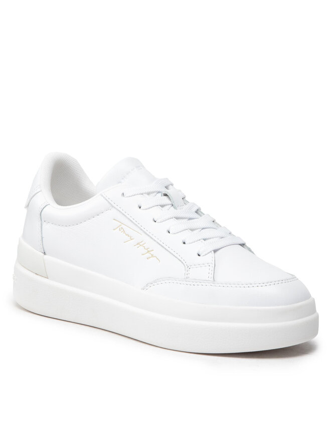Tommy hilfiger women's white leather sneakers sale