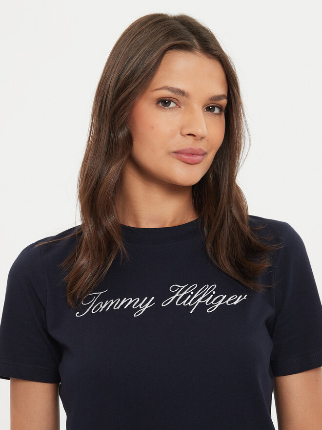 Tommy Hilfiger Tommy Hilfiger T-Shirt Script WW0WW43459 Σκούρο μπλε Regular Fit