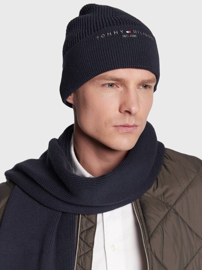 Tommy Hilfiger Set Schal und Mütze Tommy Hilfiger AM0AM10357 Dunkelblau