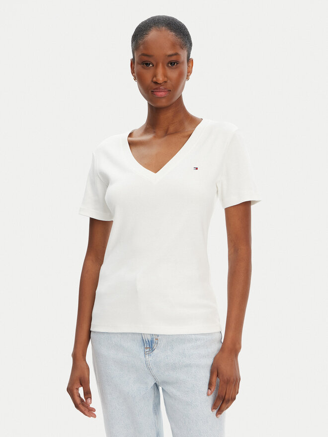 Tommy Hilfiger Tommy Hilfiger Majica New Cody WW0WW40584 Écru Slim Fit