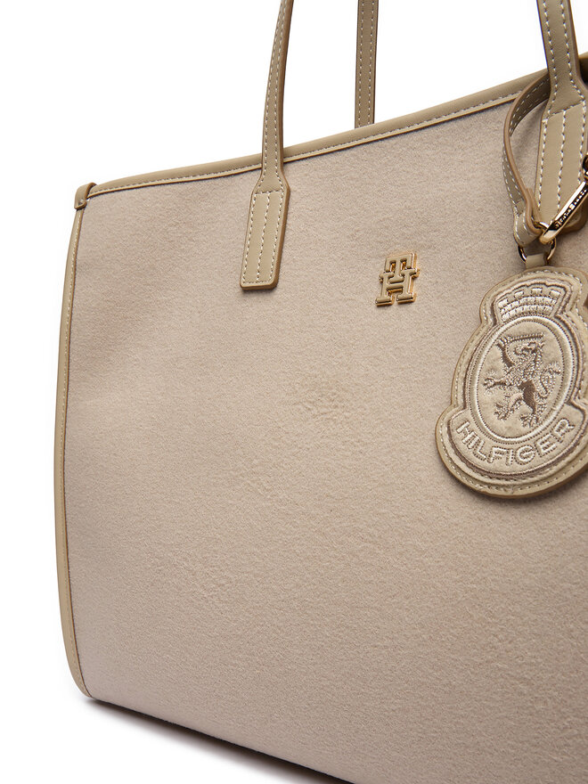 Tommy Hilfiger Ročna torba Tommy Hilfiger Th City Large Tote Melton AW0AW18215 Bež