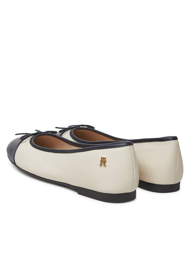 Tommy Hilfiger Baleriny Tommy Hilfiger Toe Cap Leather Ballerina FW0FW08759 Beżowy