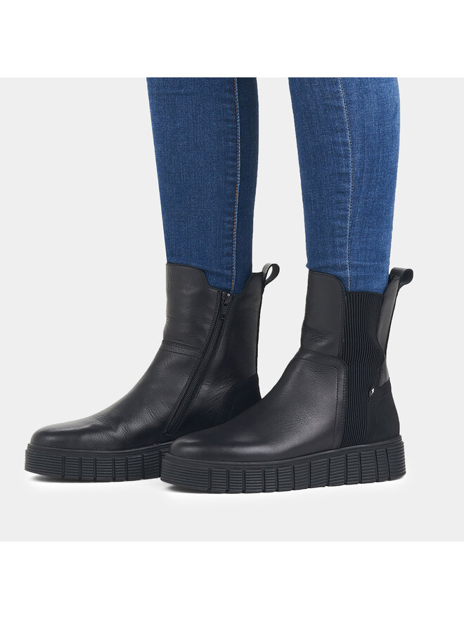 Rieker Damen Chelsea Boots Z9181 – Schwarz Mit Reißverschluss, 4,2 Cm Absatz