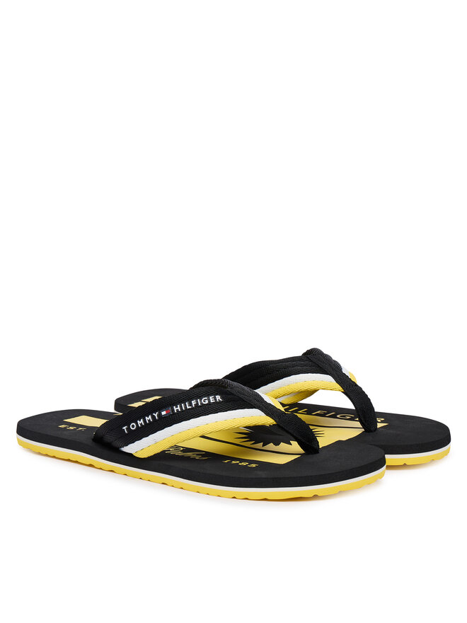 Tommy Hilfiger Zehentrenner Tommy Hilfiger Patch Hilfiger Beach Sandal FM0FM05903 Schwarz