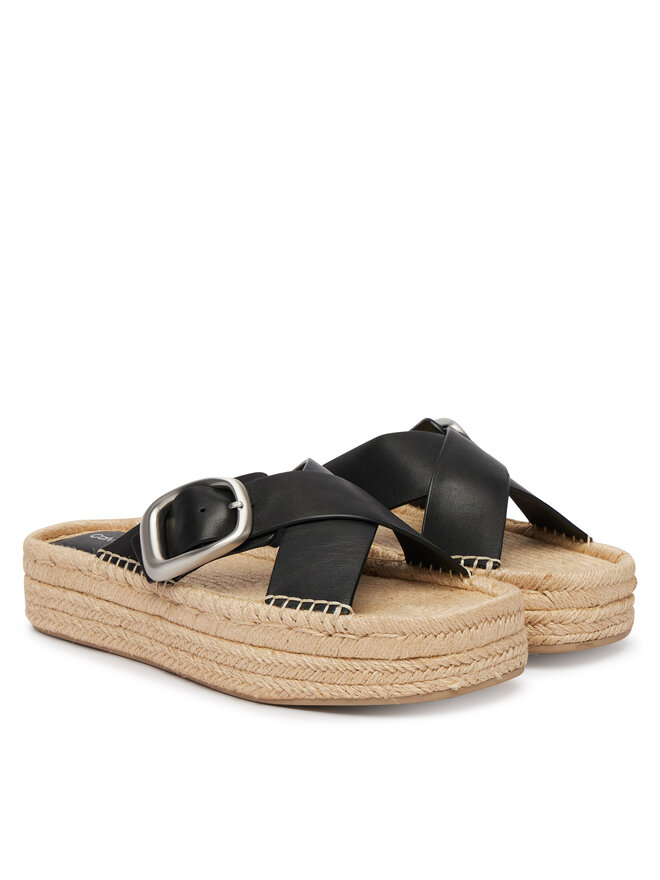 Calvin Klein Espadrilles Calvin Klein Flatf Espadrill Cross Lth Hdw HW0HW02892 Schwarz