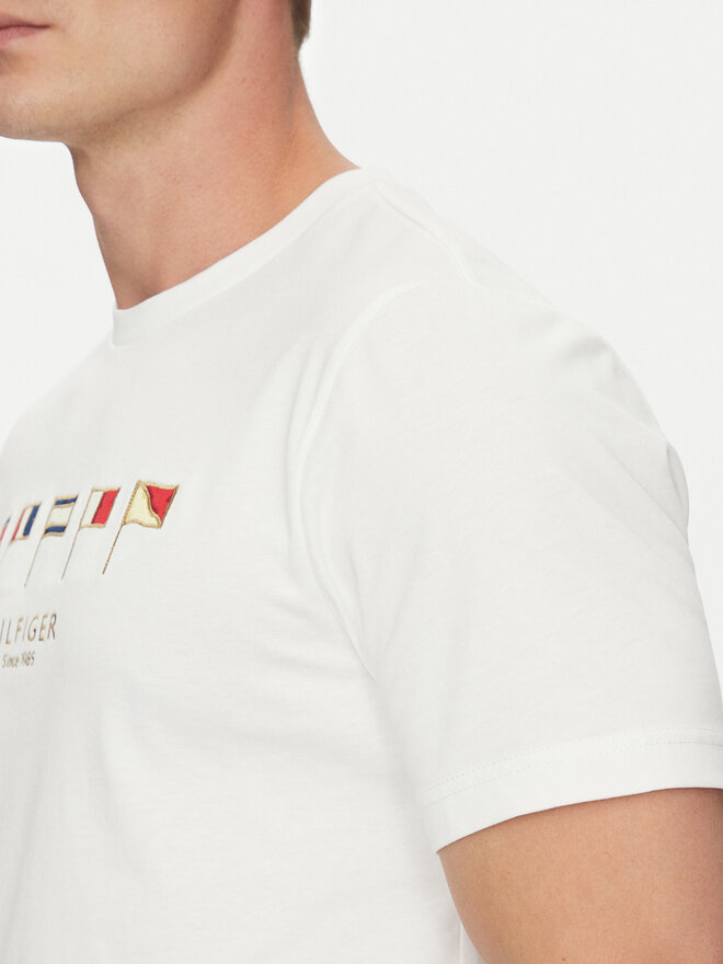 Tommy Hilfiger Tommy Hilfiger Majica Multi Flags MW0MW38616 Bela Regular Fit