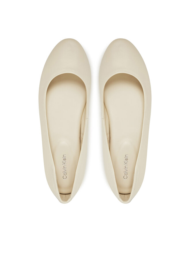 Calvin Klein Baleriny Calvin Klein Flat Mary Jane - Lth HW0HW02341 Écru