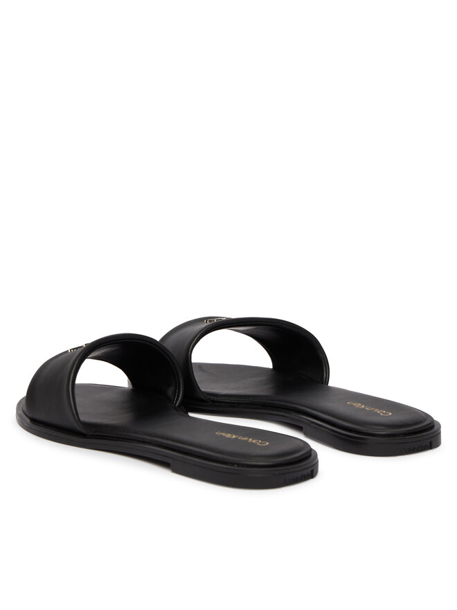 Calvin Klein Pantoletten Calvin Klein Round Flat Sndl Lth Bar Hw 2 HW0HW02925 Schwarz