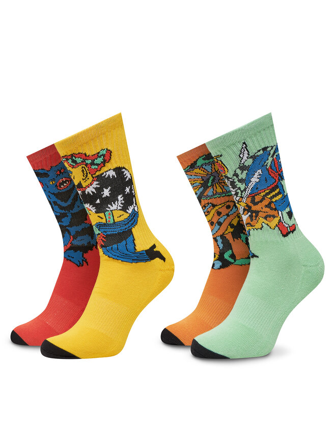 Volcom Zestaw 4 par wysokich skarpet unisex Volcom Fa Bob Mollena D6312506 Kolorowy