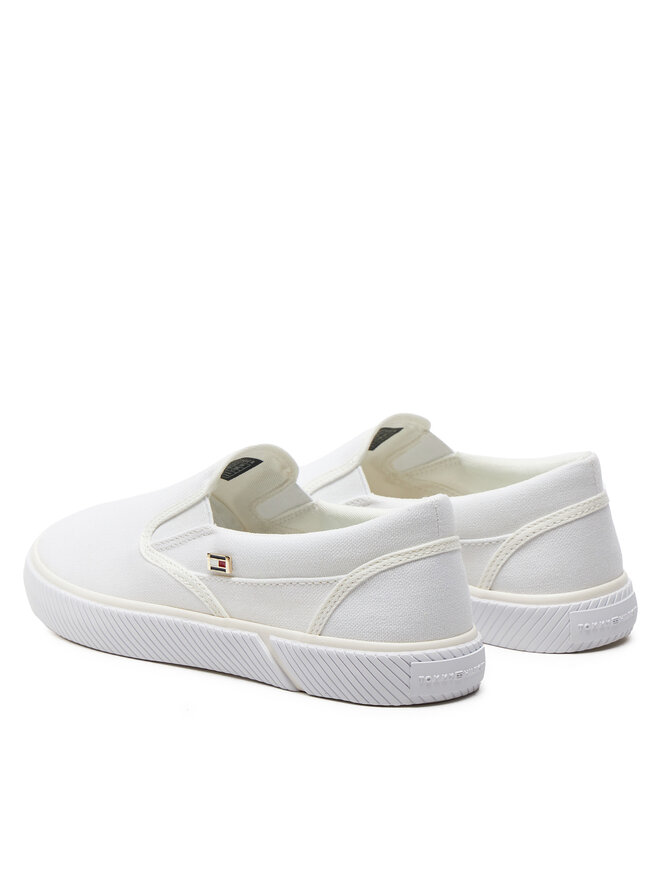 Tommy Hilfiger Tenisky Tommy Hilfiger Vulc Canvas Slip-On Sneaker FW0FW08065 Biela