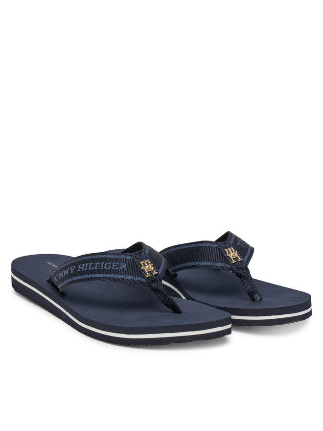 Tommy Hilfiger Japonki Tommy Hilfiger Hilfiger Webbing Beach Sandal FW0FW08515 Granatowy