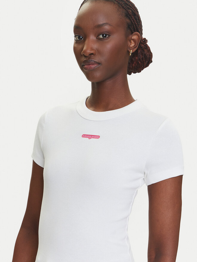 Tommy Jeans Tommy Jeans Camiseta Script Label DW0DW21402 Blanco Slim Fit