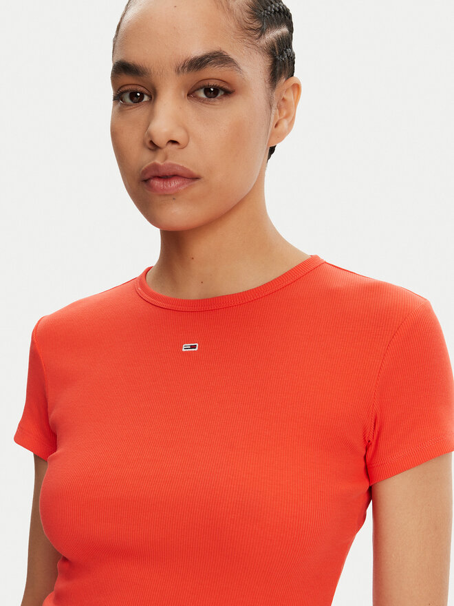Tommy Jeans Tommy Jeans T-Shirt Essential DW0DW17383 Orange Slim Fit
