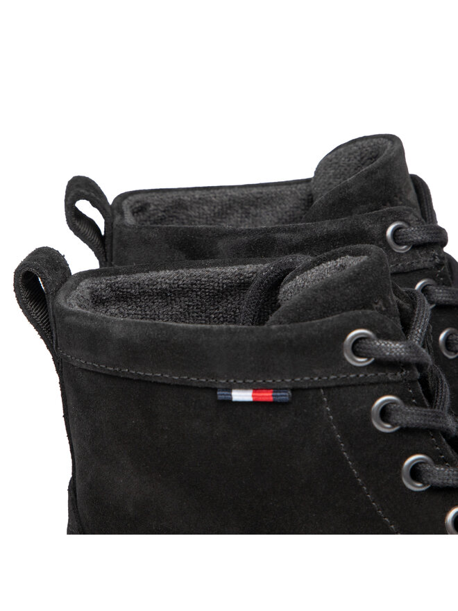 Tommy Hilfiger Kozaki Tommy Hilfiger Hilfiger Cleated Suede Boot FM0FM04191 Czarny