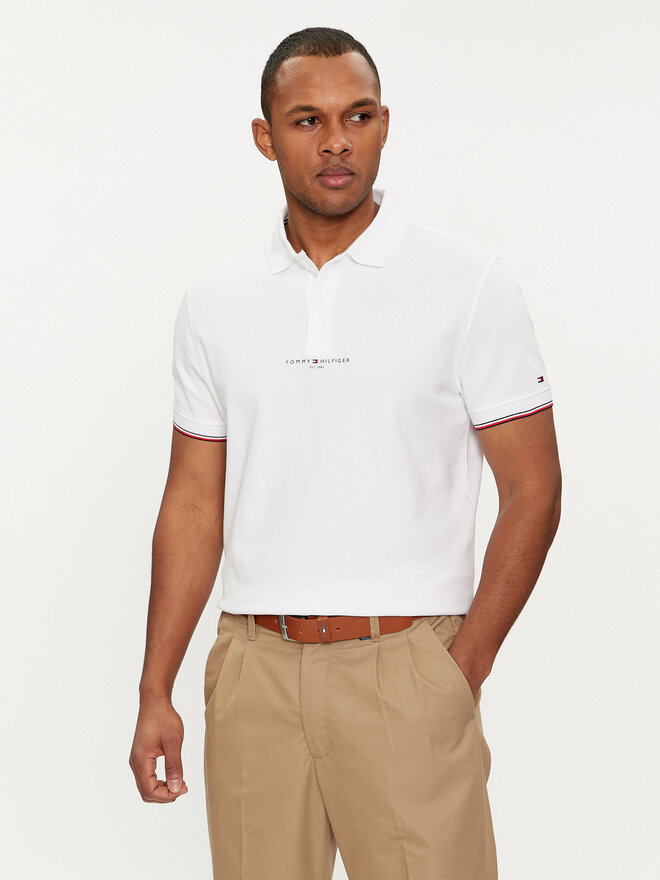 Tommy Hilfiger Tommy Hilfiger Poloshirt Logo MW0MW34841 Weiß Regular Fit