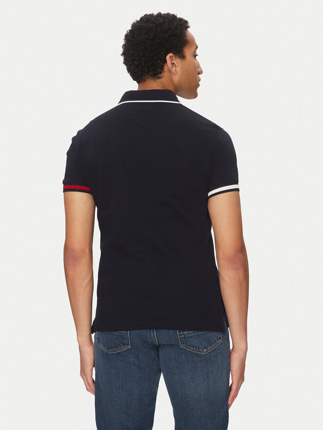 Tommy Hilfiger Tommy Hilfiger Pólóing Flag Cuff MW0MW38458 Sötétkék Slim Fit