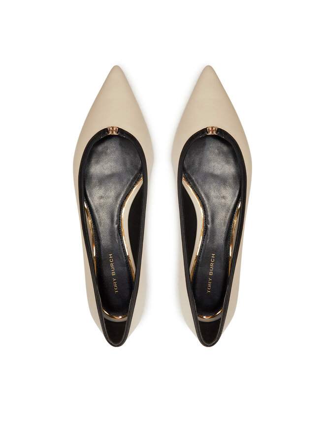 Tory Burch Ballerinas Tory Burch Double T Buckle Pointed 155739 Beige