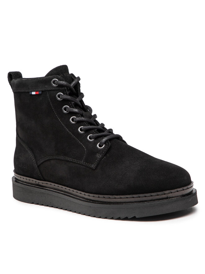 Tommy Hilfiger Kozaki Tommy Hilfiger Hilfiger Cleated Suede Boot FM0FM04191 Czarny