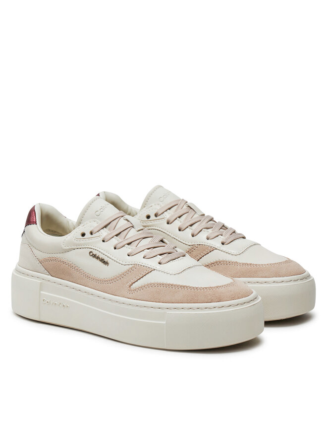 Calvin Klein Сникърси Calvin Klein Ff Cupsole Lace Up W/Ml Mix M HW0HW02125 Бежов