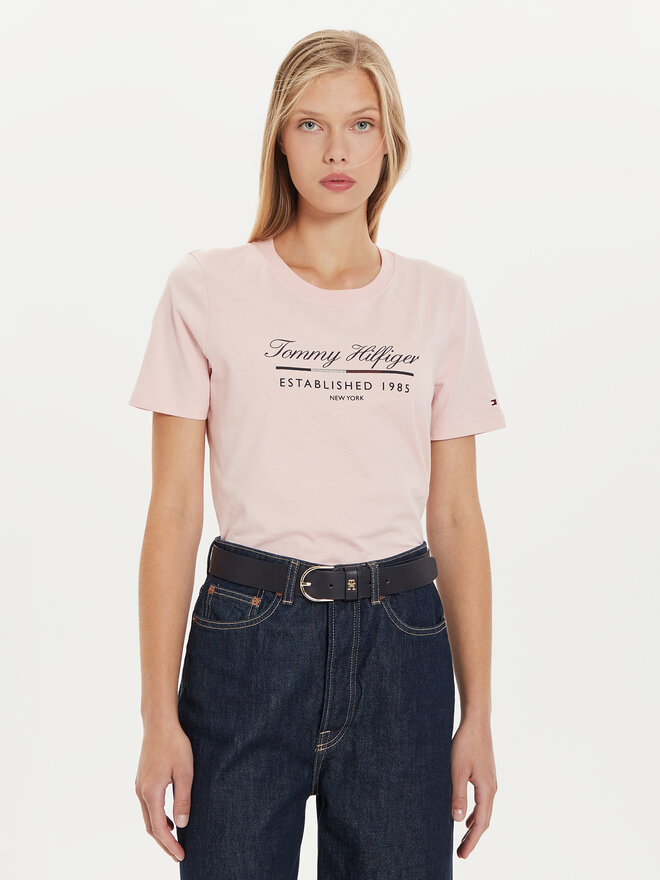 Tommy Hilfiger Tommy Hilfiger T-Shirt Script Graphic WW0WW43502 Ροζ Regular Fit