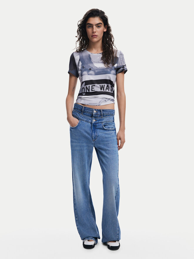 Desigual Desigual T-Shirt Potomac 25SWTKA0 Grau Slim Fit