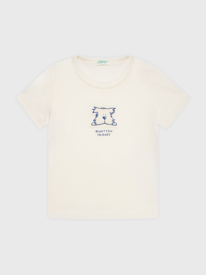 United Colors Of Benetton United Colors Of Benetton Camiseta 3I1XA1007 Écru Regular Fit