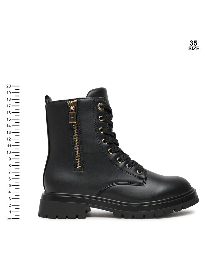 Tommy Hilfiger Trapper stila apavi Tommy Hilfiger Lace-Up Bootie T3A5-33567-1351 S Melns