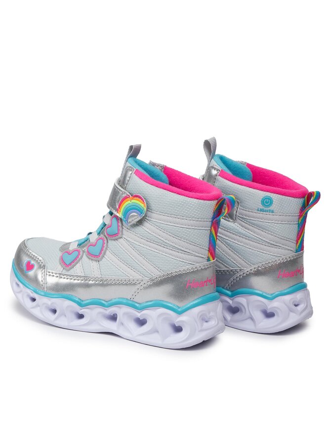 Skechers Kozačky Skechers Heart Lights Sweet Styling 302668L/SMLT Stříbrná