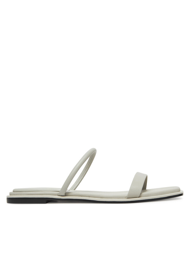 Calvin Klein Pantoletten Calvin Klein Flat Sandal Squared 2-Bar Lth HW0HW02532 Écru