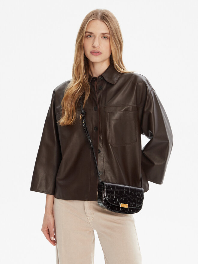 Tommy Hilfiger Ročna torba Tommy Hilfiger Party Le Mini Crossover Croc AW0AW18203 Rjava