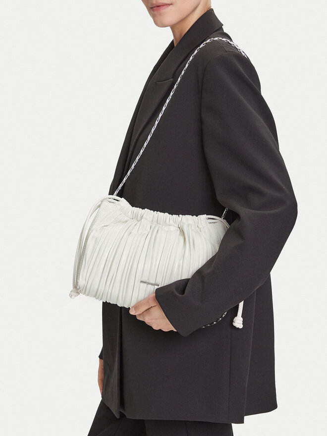 Calvin Klein Τσάντα Calvin Klein Drawstring Plisse Crossbody LV04F3076G Λευκό