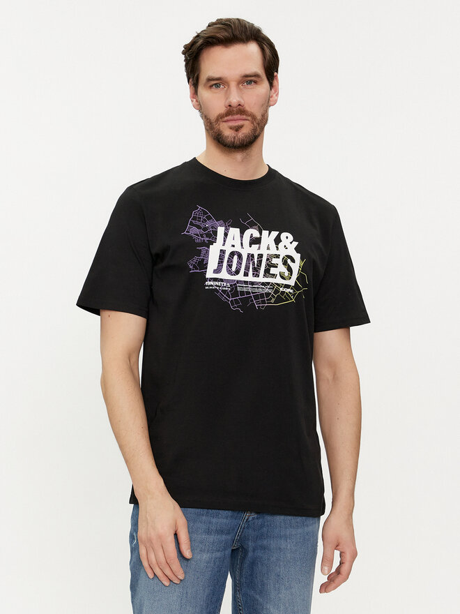 Jack&Jones Jack&Jones 2er-Set T-Shirts Map Logo 12260796 Schwarz Regular Fit