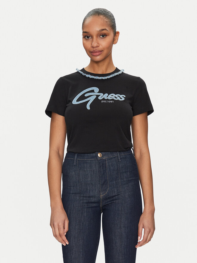 Guess Guess Marškinėliai W5GI03 I3Z14 Juoda Regular Fit