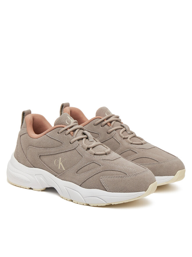 Calvin Klein Jeans Снікерcи Calvin Klein Jeans Retro Tennis Low Mg Mix Media Wn YW0YW01639 Бежевий