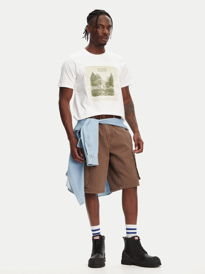 Hunter Hunter Póló Duart Graphic HARM0033251 Fehér Regular Fit