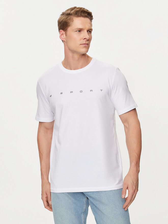 4F 4F Marškinėliai 4FWSS24TTSHM1283 Balta Regular Fit