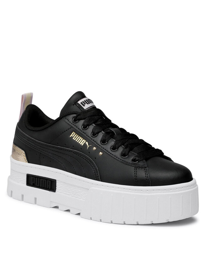 Black shiny puma trainers 2025