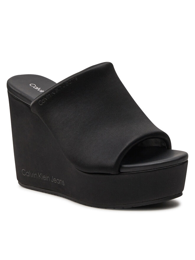 Calvin Klein Jeans Nazouváky Calvin Klein Jeans Wedge Sandal Sat Nyl Dc YW0YW01359 Černá