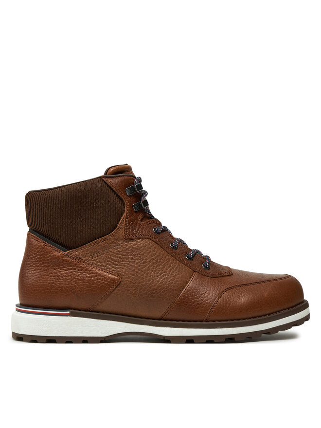 Tommy Hilfiger Gležnjarji Tommy Hilfiger Corporate Warm Outdoor Lth Boot FM0FM05148 Rjava