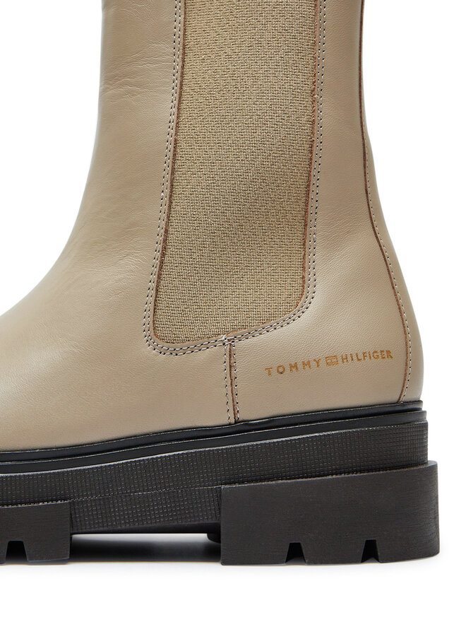 Tommy Hilfiger Kotníková obuv s elastickým prvkem Tommy Hilfiger Monochromatic Chelsea Boot FW0FW06730 Béžová