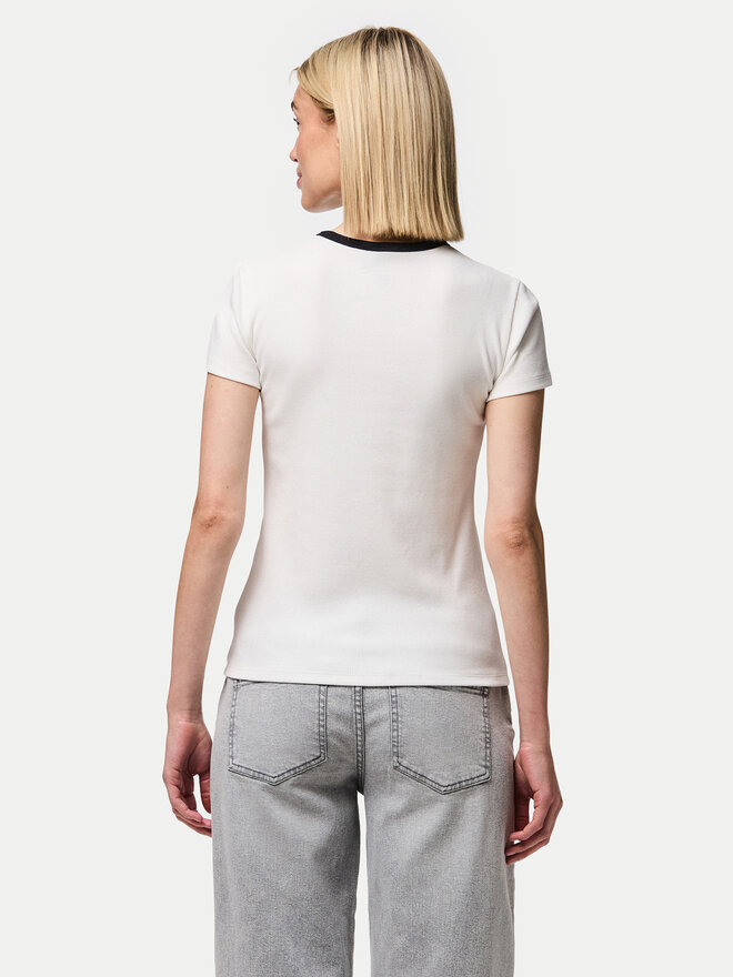 Pieces Pieces Camiseta May 17154483 Blanco Slim Fit