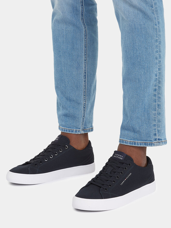 Tommy Hilfiger Tenisówki Tommy Hilfiger Th Hi Vulc Low Canvas FM0FM04882 Granatowy